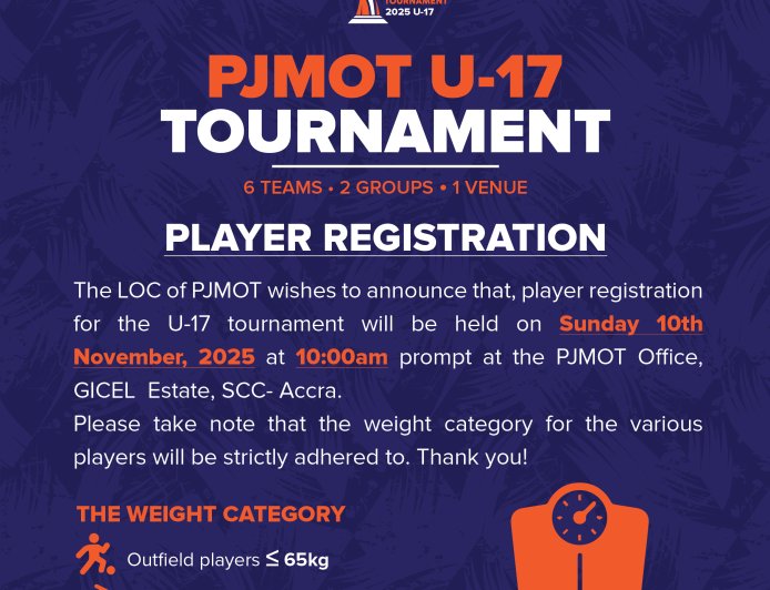 Player Registration 2025 PJMOT U17