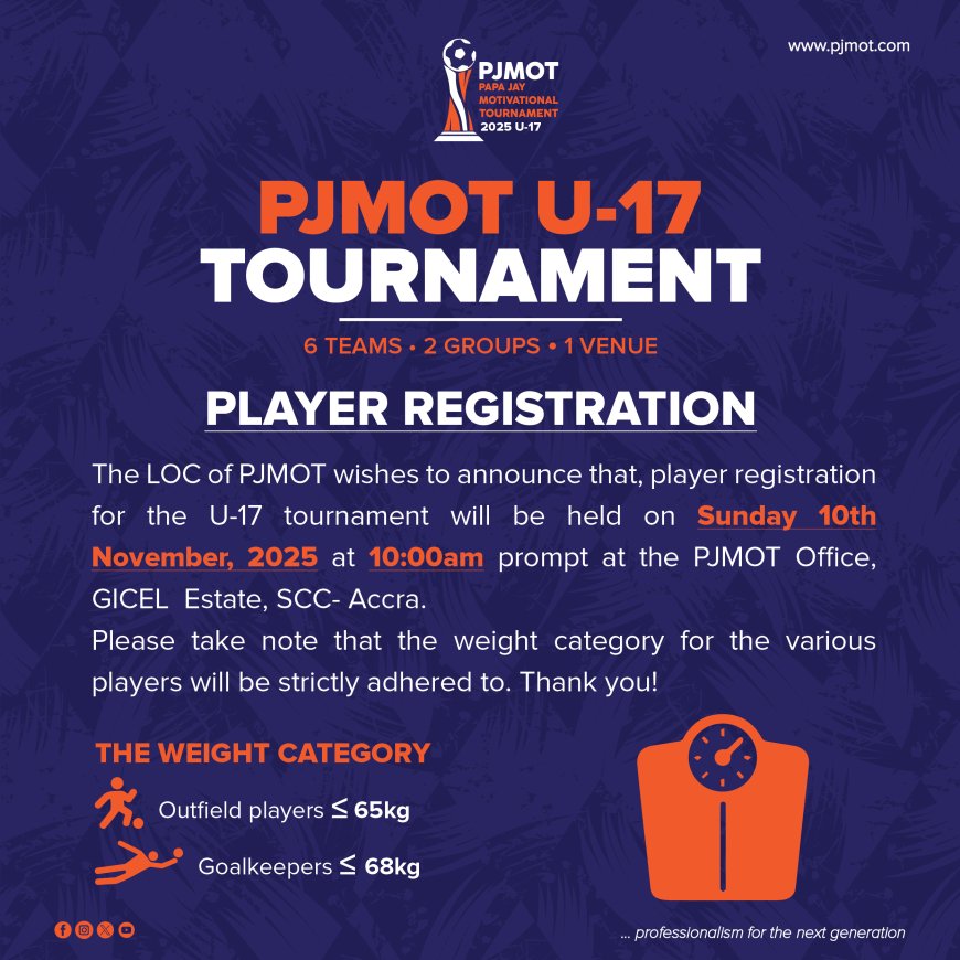 Player Registration 2025 PJMOT U17