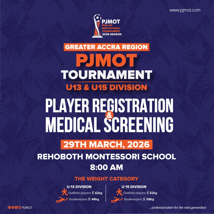 PJMOT Greater Accra Zone 2 Set for Player Registration & Medical Screening